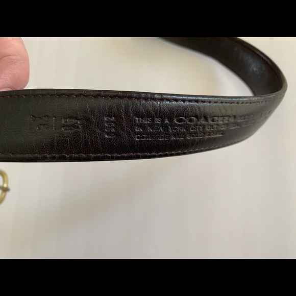 Mens dark brown coach leather belt - Picture 3 of 5
